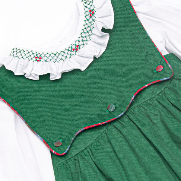 Bleu: Colette Classic Smocked Dress Set, Green Corduroy