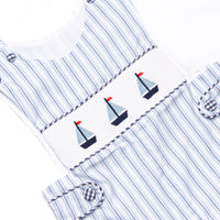 Bleu: Sullivan Sails Smocked Jon Jon, Blue Stripe
