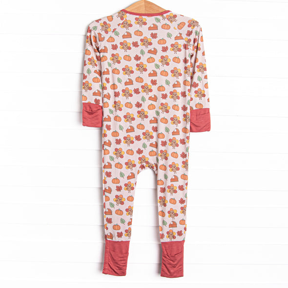 Turkeys and Treats Bamboo Zippy Pajama, Red