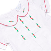 Bleu: Hollybrook Holiday Embroidered Short Set, Red