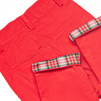 Bleu: Conrad Classic Pant, Red Corduroy and Tartan