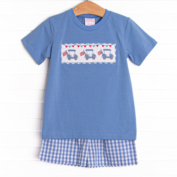 Fore Freedom Smocked Short Set, Blue