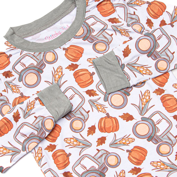Farm Festival Bamboo Pajama Set, Orange