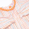 Patchwork Plaid Ruffle Neck Bubble, Orange