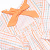 Patchwork Plaid Ruffle Neck Bubble, Orange
