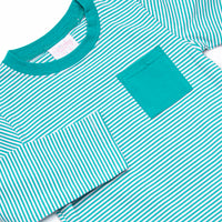 Evan Long Sleeve Pocket Diaper Set, Teal Stripe