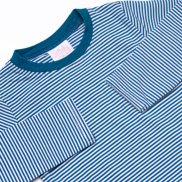 Charles Long Sleeve Pant Set, Prussian Blue Stripe