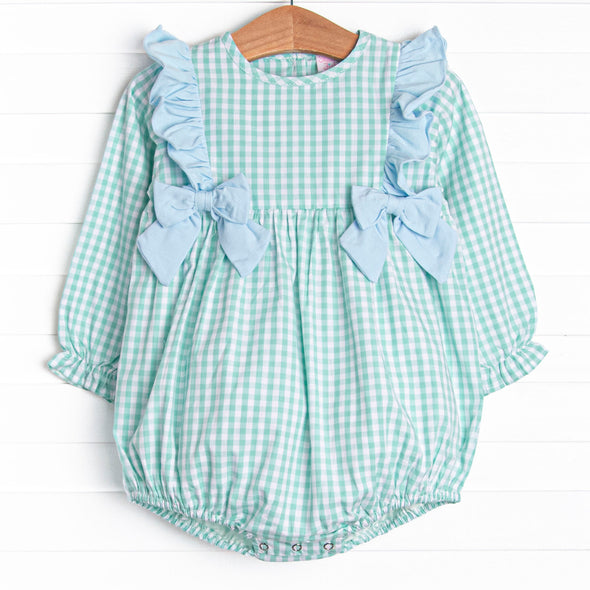 Garden Mint Gingham Girl Bubble, Green