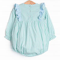 Garden Mint Gingham Girl Bubble, Green