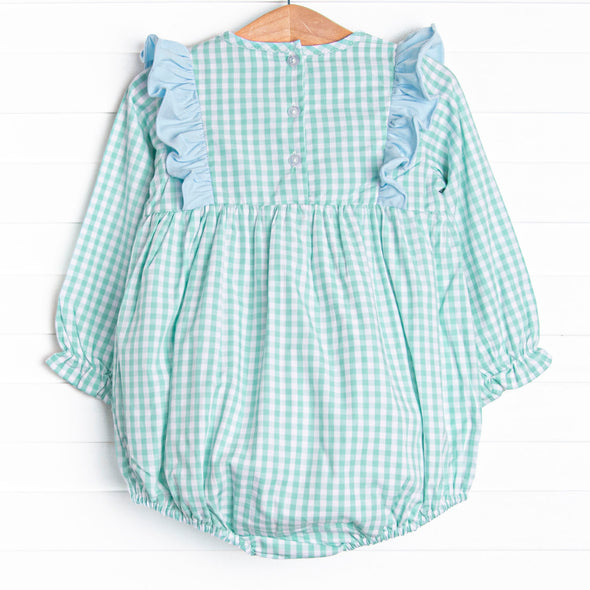 Garden Mint Gingham Girl Bubble, Green