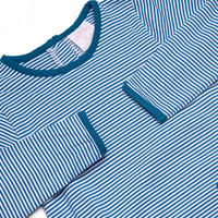 Noah Long Sleeve Pocket Bubble, Prussian Blue Stripe