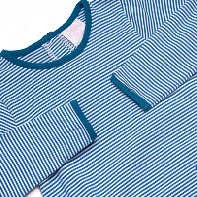 Noah Long Sleeve Pocket Bubble, Prussian Blue Stripe