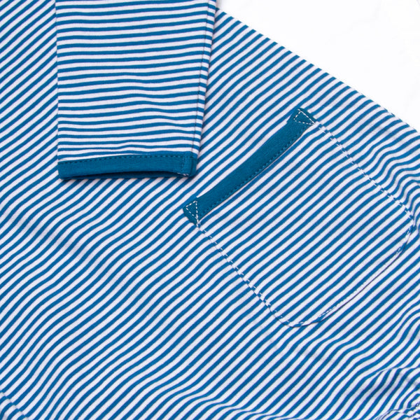 Noah Long Sleeve Pocket Bubble, Prussian Blue Stripe