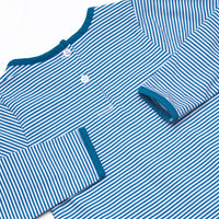 Noah Long Sleeve Pocket Bubble, Prussian Blue Stripe