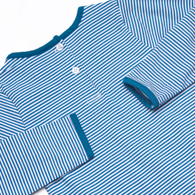Noah Long Sleeve Pocket Bubble, Prussian Blue Stripe