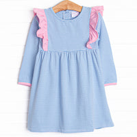 Sky Blue Stripes Dress, Blue