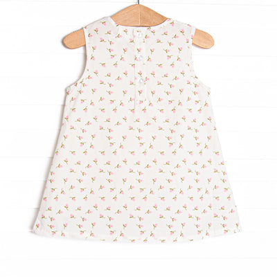 Rosey Rosebuds Dress, White