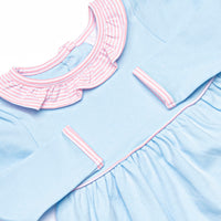 Zoe Dress, Blue and Light Pink Stripe