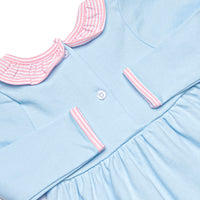 Zoe Dress, Blue and Light Pink Stripe
