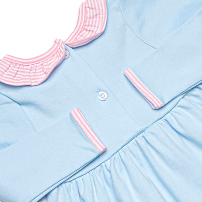 Zoe Dress, Blue and Light Pink Stripe