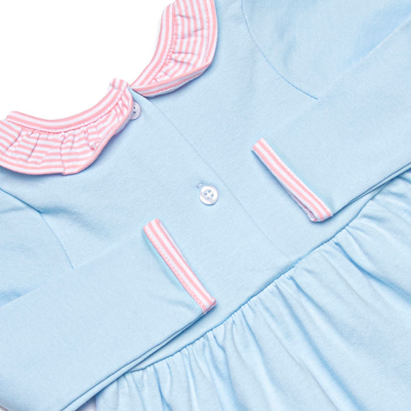 Zoe Dress, Blue and Light Pink Stripe