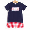 Big League Baller Smocked Short Set, Navy