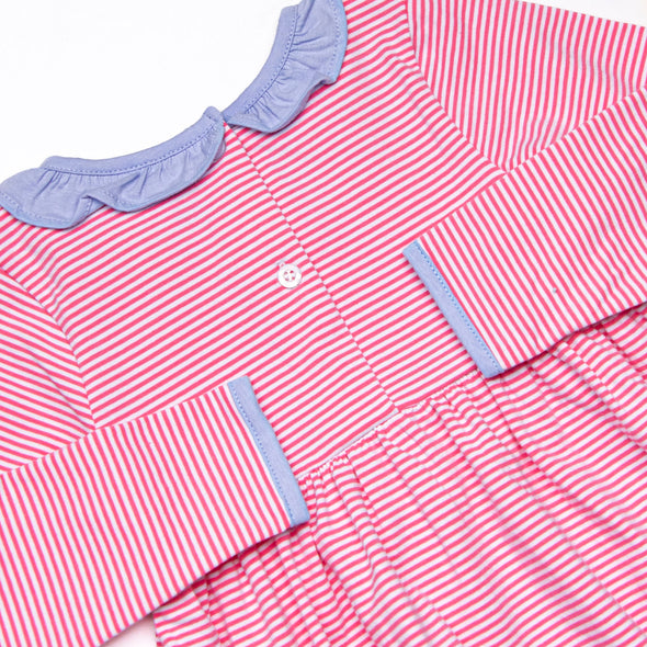 Zoe Dress, Periwinkle and Medium Pink Stripe