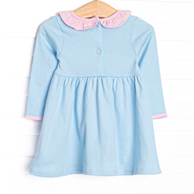 Zoe Dress, Blue and Light Pink Stripe