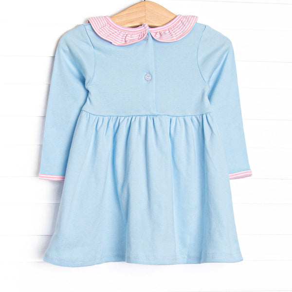 Zoe Dress, Blue and Light Pink Stripe
