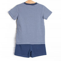 Trick or Treat Pal Applique Short Set, Navy