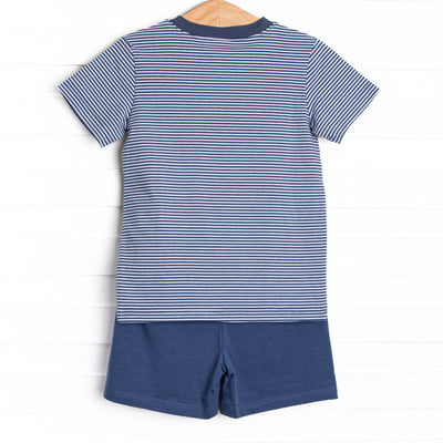 Trick or Treat Pal Applique Short Set, Navy