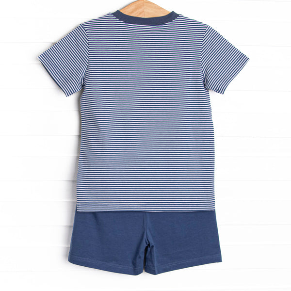 Trick or Treat Pal Applique Short Set, Navy