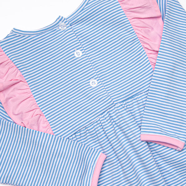 Sky Blue Stripes Dress, Blue