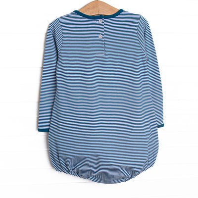 Noah Long Sleeve Pocket Bubble, Prussian Blue Stripe