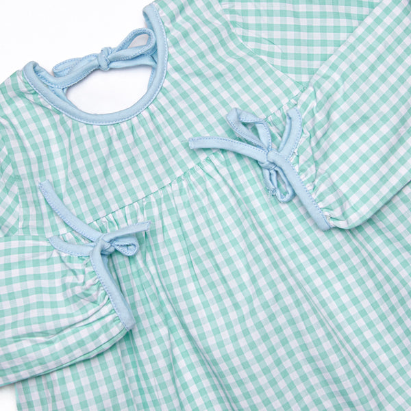 Garden Mint Gingham Dress, Green