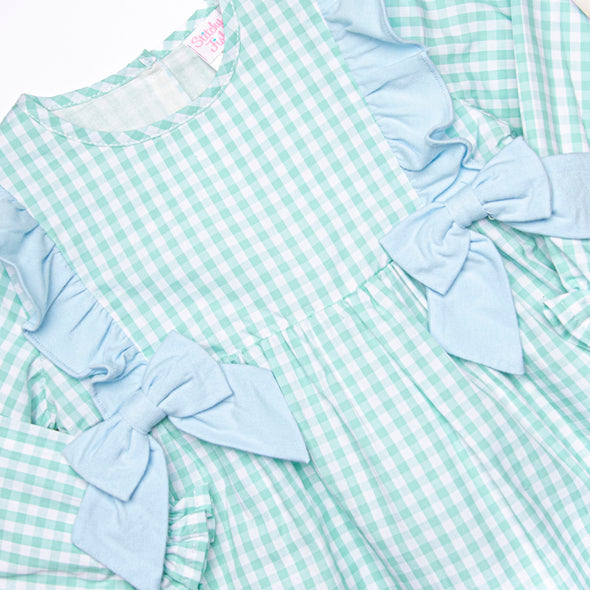 Garden Mint Gingham Girl Bubble, Green