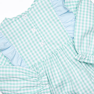 Garden Mint Gingham Girl Bubble, Green