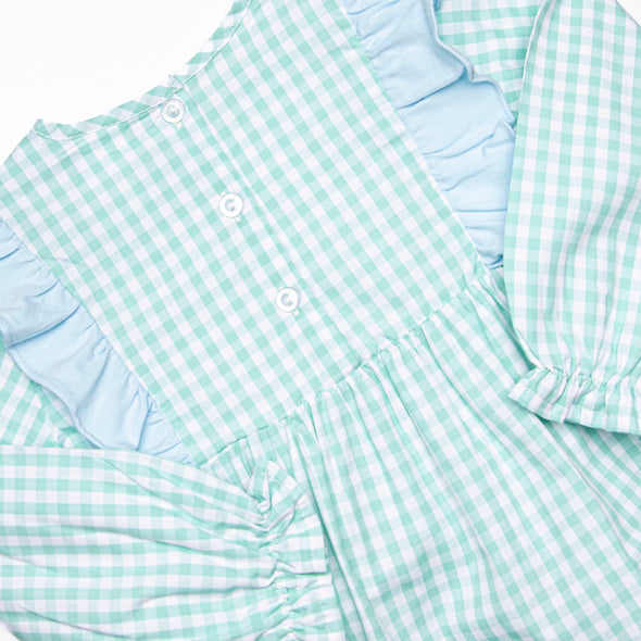 Garden Mint Gingham Girl Bubble, Green