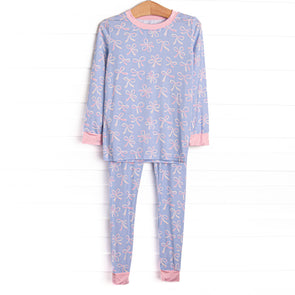 Wrapped in Ribbons Bamboo Pajama Set, Blue