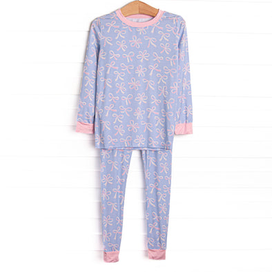 Wrapped in Ribbons Bamboo Pajama Set, Blue