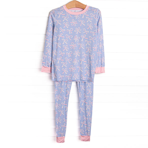 Wrapped in Ribbons Bamboo Pajama Set, Blue