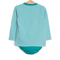 Evan Long Sleeve Pocket Diaper Set, Teal Stripe
