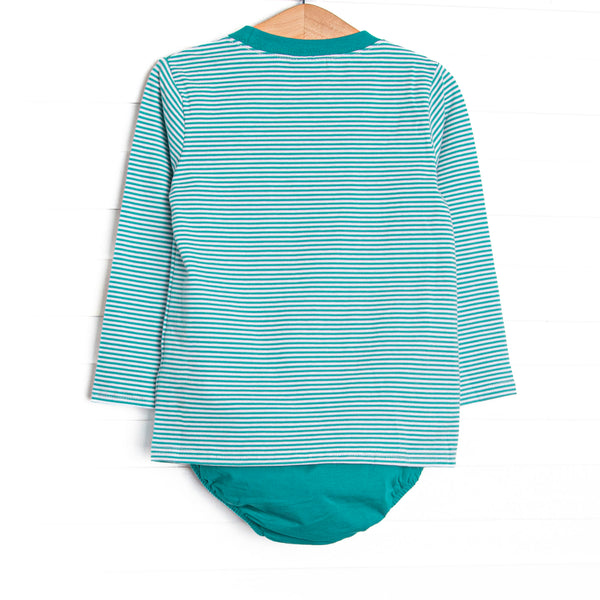 Evan Long Sleeve Pocket Diaper Set, Teal Stripe