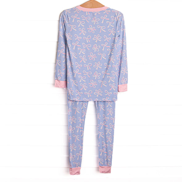 Wrapped in Ribbons Bamboo Pajama Set, Blue