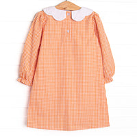 Garland Gourds Embroidered Dress, Orange