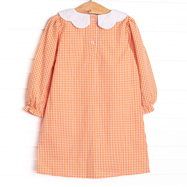 Garland Gourds Embroidered Dress, Orange