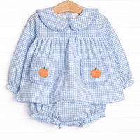 Payton Pumpkin Applique Pocket Diaper Set, Blue