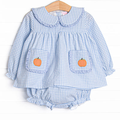 Payton Pumpkin Applique Pocket Diaper Set, Blue