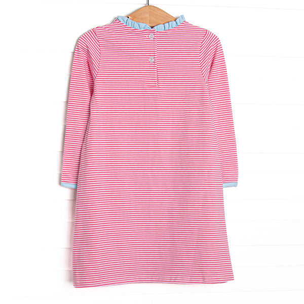 Grace Long Sleeve Pocket Dress, Light Blue and Medium Pink Stripe