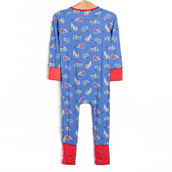 Caution Construction Bamboo Zippy Pajama, Blue